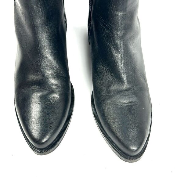 Legres Black Leather Ankle Boots Side Zip Block Heels Italy 36 US 6 - Picture 9 of 14